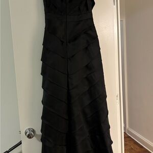 Badgley Mischka Black Strapless Tiered Gown